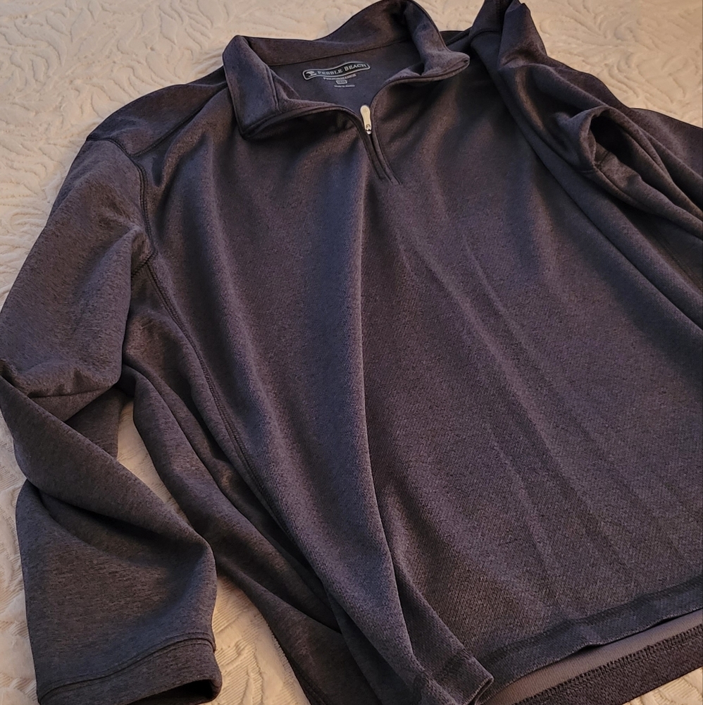Long Sleeve Shirt 1/4 Zip Black Pebble Beach